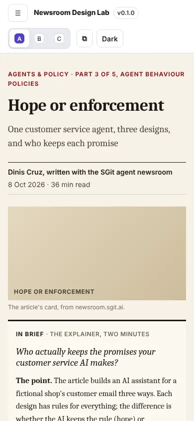 An article, reordered, A · Broadsheet, at phone width