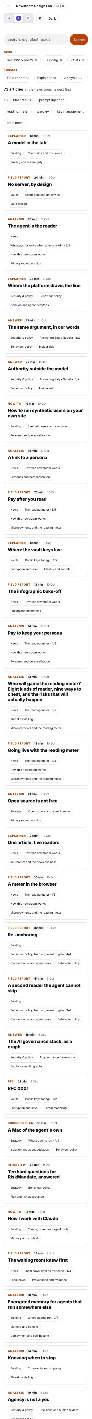 Search with the filters in the address, B · Briefing, at phone width