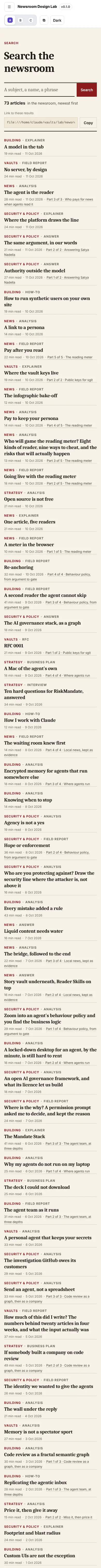 Search with the filters in the address, A · Broadsheet, at phone width